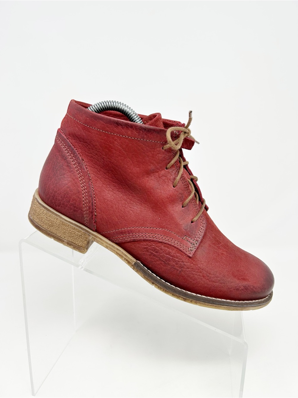 Josef Seibel Sienna 03 Ankle Boots Red Lace Up Casual Round Toe Size 38